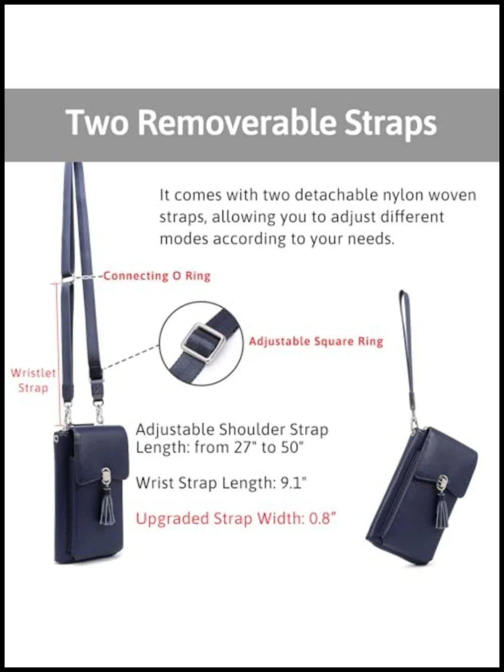 Genuine Leather Small Crossbody Bag RFID Phone Purse Wallet Adjustable Strap